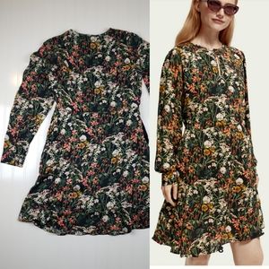 Scotch & Soda floral print long sleeve mini dress